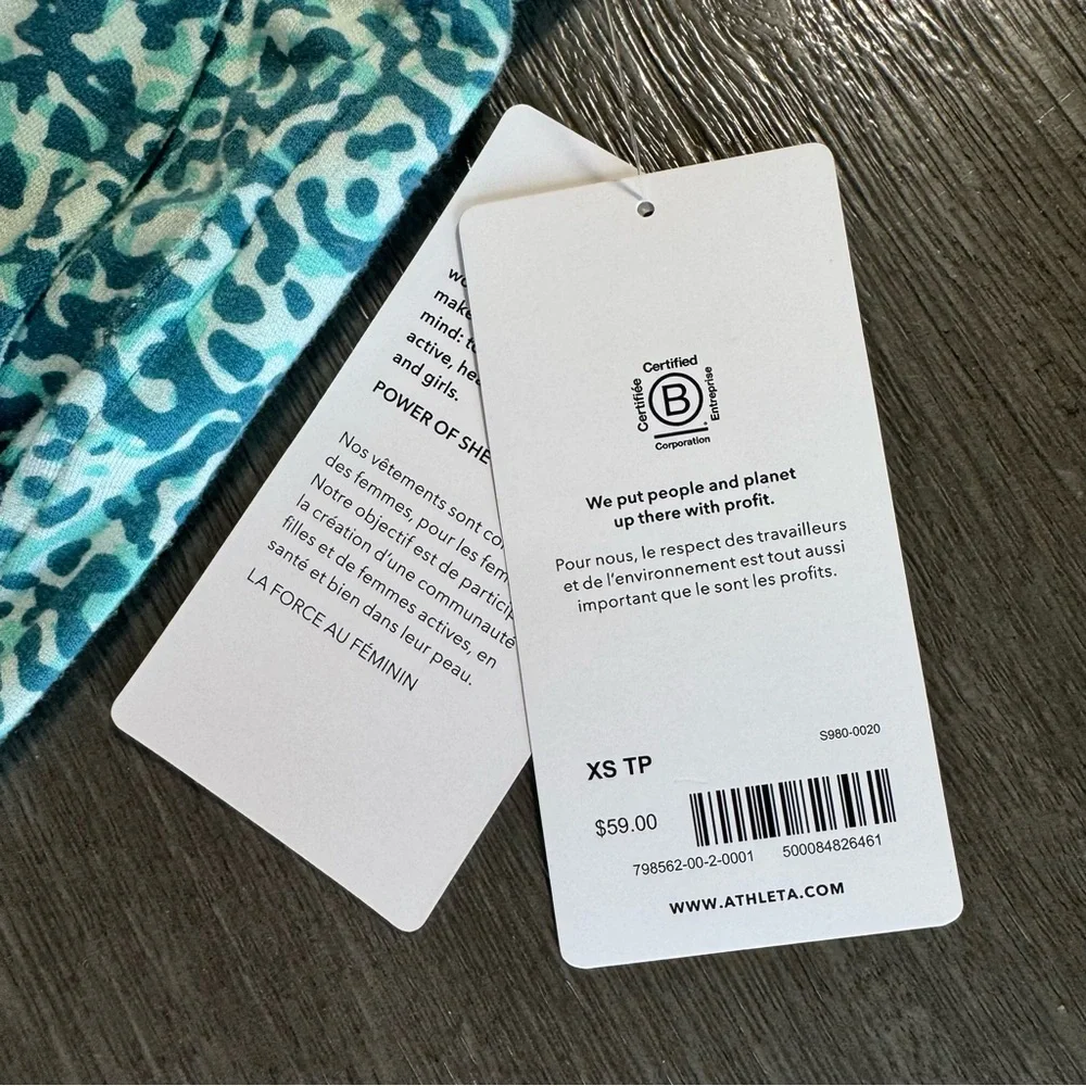 NWT Athleta Balance 4” Shortie Blue Teal White XS